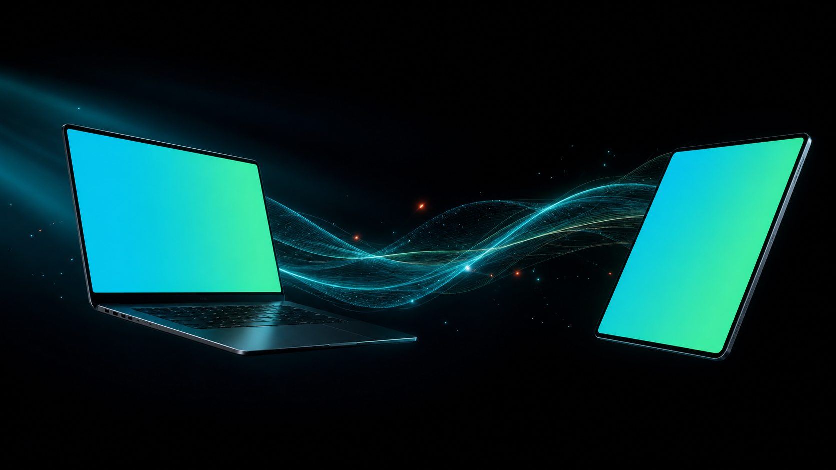 A tablet screen streaming from a laptop