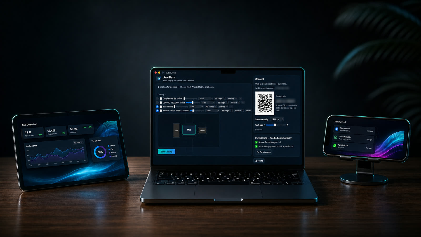 A Mac with a tablet beside it acting as a second display